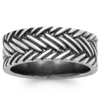 Bague anneau en forme de chaîne pour homme en argent 925/000.