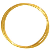 Lot de 3 bracelets bouddhistes jonc semi rigide en tube de plastique de couleur doré brillant.