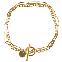 Bracelet double rangs en acier doré avec fermoir cabillaud.