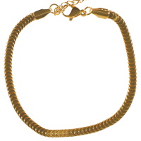 Bracelet chaîne en acier doré. Fermoir mousqueton avec 3 cm de rallonge.