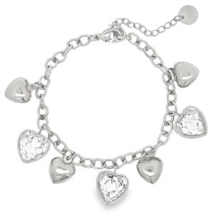 Rehaussez votre style avec ce charmant bracelet en acier argenté, orné de délicats cœurs en cristal. Le cristal, taillé en brillant, offre une clarté VVS et une symétrie excellente. Sa composition et son arrangement apportent une touche d'élégance et de raffinement à votre poignet, faisant de ce bracelet un accessoire incontournable pour toutes les occasions. Fermoir mousqueton avec 3 cm de rallonge.