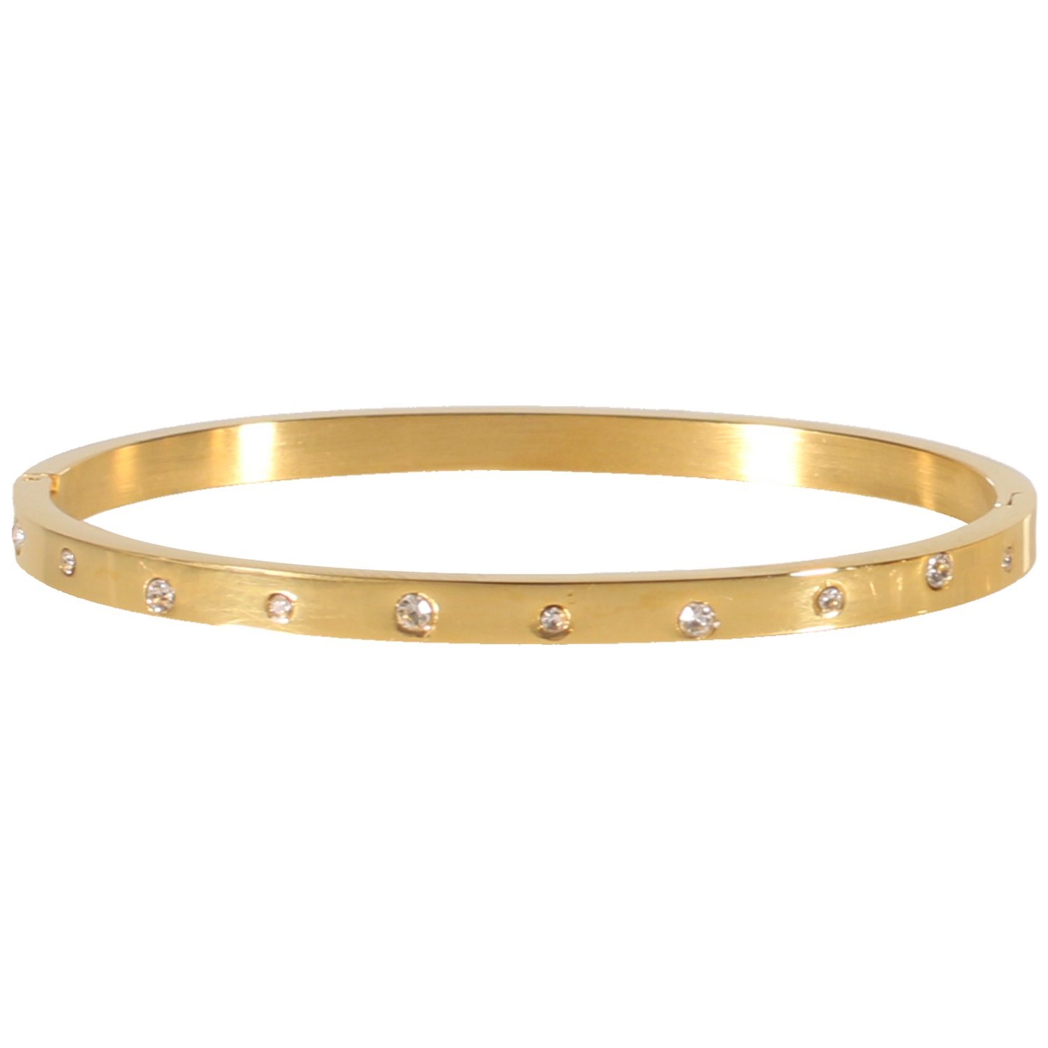 Bracelet jonc rigide en acier doré et cristaux synthétiques. Jonc Rigide  Adolescent Adulte Femme Fille Indémodable 