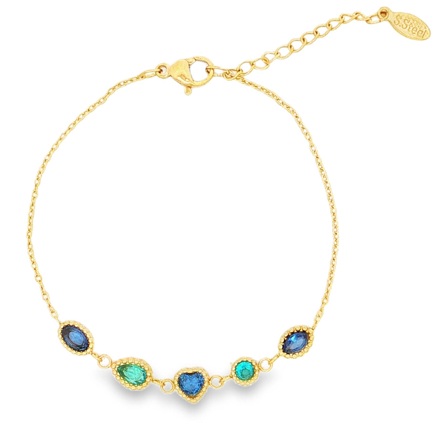 Apportez une touche d'élégance et de romantisme à votre poignet avec ce délicat bracelet en acier inoxydable doré. Alliant finesse et éclat, il se distingue par sa rangée de breloques géométriques minutieusement travaillées.<br/>Le centre du bracelet est orné d'une rangée de cinq breloques serties, offrant un magnifique dégradé de nuances aquatiques (bleu roi, vert émeraude et turquoise).<br/>Équipé d'un fermoir mousqueton sûr et d'une chaîne d'extension, il s'adapte facilement à toutes les tailles de poignet.<br/>Associez ce bracelet à son collier (<a href='https://www.mary-jane.fr/mws/popup.php?page=2&p=2&art=108154'>2D0856B </a>) pour une parure éblouissante.
Coeur Adolescent Adulte Amour Femme Fille Indémodable Apportez une touche d'élégance et de romantisme à votre poignet avec ce délicat bracelet en acier inoxydable doré. Alliant finesse et éclat, il se distingue par sa rangée de breloques géométriques minutieusement travaillées.<br/>Le centre du bracelet est orné d'une rangée de cinq breloques serties, offrant un magnifique dégradé de nuances aquatiques (bleu roi, vert émeraude et turquoise).<br/>Équipé d'un fermoir mousqueton sûr et d'une chaîne d'extension, il s'adapte facilement à toutes les tailles de poignet.<br/>Associez ce bracelet à son collier (<a href='https://www.mary-jane.fr/mws/popup.php?page=2&p=2&art=108154'>2D0856B </a>) pour une parure éblouissante.
Coeur Adolescent Adulte Amour Femme Fille Indémodable