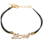 Bracelet Love en métal doré et cuir. 2 rangs.