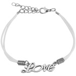 Bracelet Love en acier et cuir. 2 rangs.