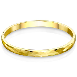 Bracelet jonc rigide à facettes en acier doré.