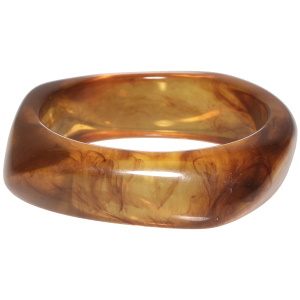 Bracelet jonc rigide en plastique marron transparent.