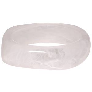 Bracelet jonc rigide en plastique blanc transparent.