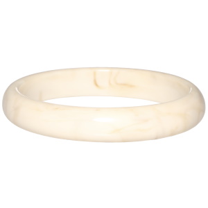 Bracelet jonc fermé rigide en plastique de couleur blanc.