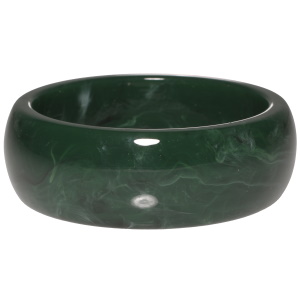 Bracelet manchette fermé rigide en plastique de couleur vert.