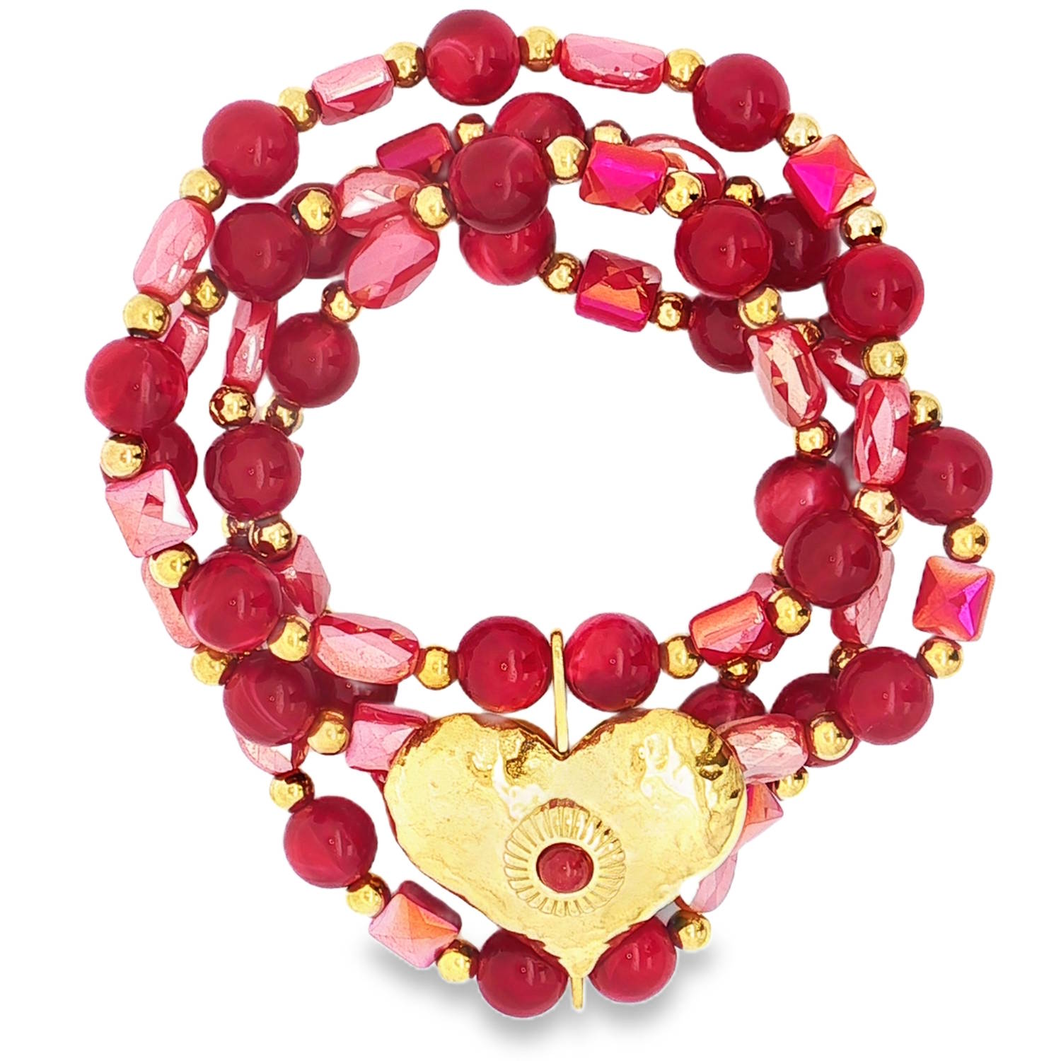 Ce bracelet à plusieurs rangs élastiques est orné de perles et d'un charm en forme de cœur en acier doré.<br/>Le bracelet est un accessoire de mode parfait pour ajouter une touche d'éclat à votre look de tous les jours.<br/>Il est confortable à porter et peut être associé à d'autres bijoux pour un look plus personnalisé. Coeur Elastique Multirangs Perle Adolescent Adulte Amour Femme Fille Indémodable Ce bracelet à plusieurs rangs élastiques est orné de perles et d'un charm en forme de cœur en acier doré.<br/>Le bracelet est un accessoire de mode parfait pour ajouter une touche d'éclat à votre look de tous les jours.<br/>Il est confortable à porter et peut être associé à d'autres bijoux pour un look plus personnalisé. Coeur Elastique Multirangs Perle Adolescent Adulte Amour Femme Fille Indémodable