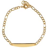 Bracelet gourmette pour enfants en acier doré. Fermoir mousqueton avec 1 cm de rallonge.