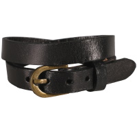 Bracelet ceinture double tour en métal doré et en cuir de couleur noire.
