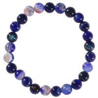 Bracelet boules élastique de perles en pierre naturelle de couleur bleue.