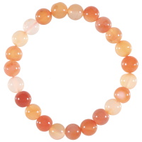 Bracelet boules élastique de perles en pierre naturelle de couleur orange.
