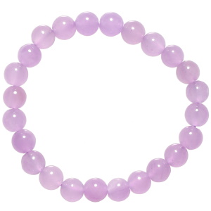 Bracelet élastique composé de perles de couleur violette.
