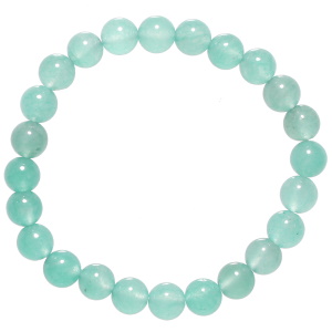 Bracelet élastique composé de perles de couleur bleue.