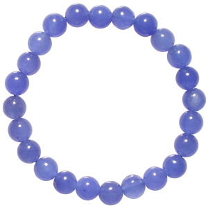 Bracelet élastique composé de perles de couleur bleue.