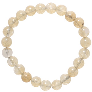 Bracelet élastique composé de perles de couleur jaune.