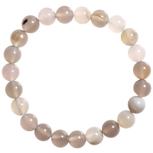 Bracelet élastique composé de perles de couleur grise.