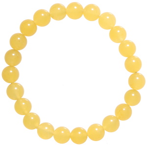 Bracelet élastique composé de perles de couleur jaune.