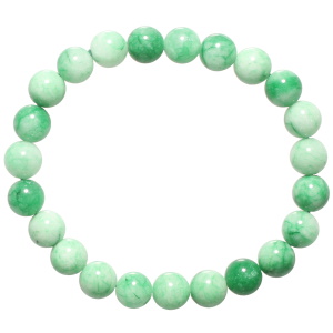 Bracelet élastique composé de perles de couleur verte.