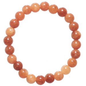 Bracelet élastique composé de perles de couleur orange.