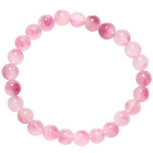 Bracelet élastique composé de perles de couleur rose.