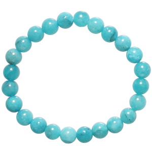 Bracelet élastique composé de perles de couleur bleue turquoise.