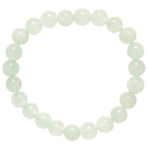Bracelet élastique composé de perles de couleur verte.