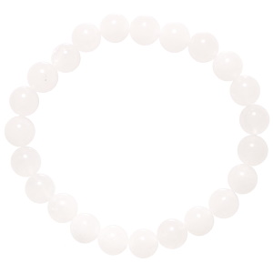 Bracelet élastique composé de perles de couleur blanche.