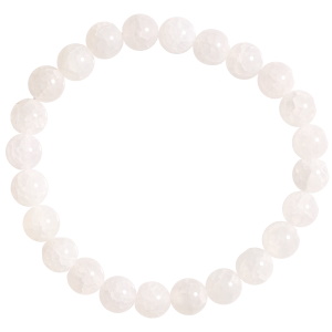 Bracelet élastique composé de perles de couleur blanche.