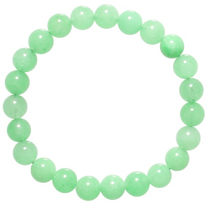 Bracelet élastique composé de perles de couleur verte.