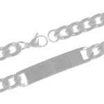 Bracelet gourmette identité pour homme en acier. Absolument indémodables, les gourmettes personnalisables sont idéales à offrir à toute occasion. Taille de la surface de la plaque à graver: 3.50 cm sur 1 cm