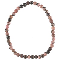 Bracelet fantaisie élastique composé de perles en véritable pierre de rhodonite.