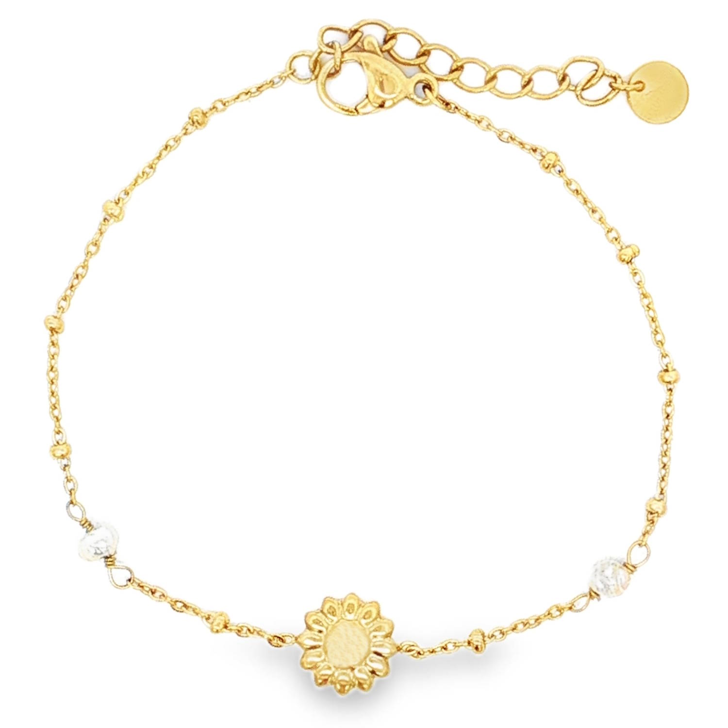 Rehaussez votre style avec ce délicat bracelet chaîne en acier doré.<br/>Le design subtil est parfait pour un usage quotidien ou pour ajouter une touche d'éclat à une occasion spéciale.<br/>Léger et confortable, il se marie avec toutes vos tenues.<br/>Fermoir mousqueton avec 3 cm de rallonge. Perle Adolescent Adulte Femme Fille Fleurs Indémodable Nature Rehaussez votre style avec ce délicat bracelet chaîne en acier doré.<br/>Le design subtil est parfait pour un usage quotidien ou pour ajouter une touche d'éclat à une occasion spéciale.<br/>Léger et confortable, il se marie avec toutes vos tenues.<br/>Fermoir mousqueton avec 3 cm de rallonge. Perle Adolescent Adulte Femme Fille Fleurs Indémodable Nature