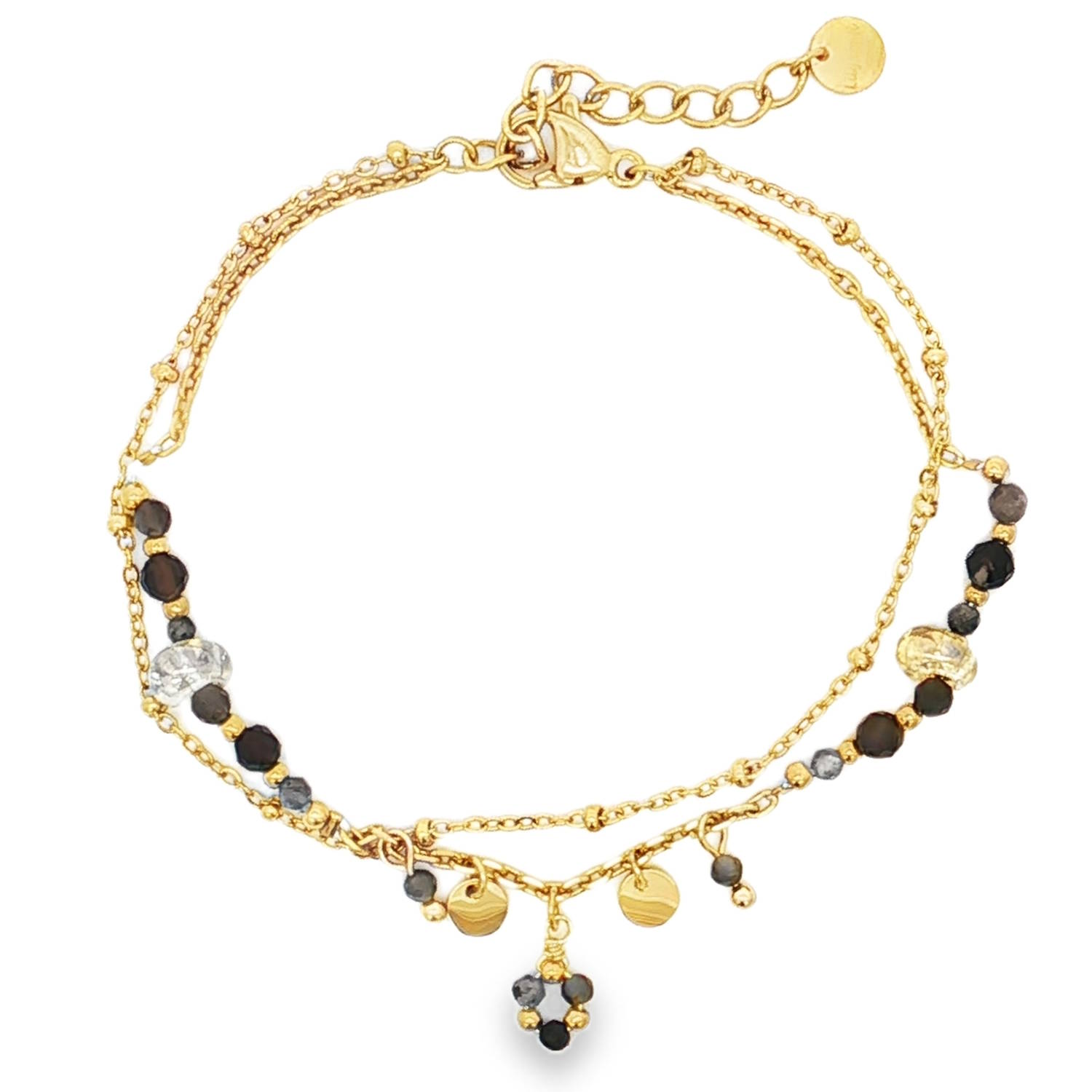 Sublime bracelet chaîne en acier doré, agrémenté de délicates perles de cristal aux nuances subtiles.<br/>Chaque perle, taillée en cabochon, reflète la lumière avec une élégance discrète.<br/>Ce bijou raffiné est parfait pour ajouter une touche de sophistication à votre collection.<br/>Un accessoire indispensable pour sublimer votre style au quotidien.<br/>Fermoir mousqueton avec 3 cm de rallonge. Multirangs Perle Rond Adolescent Adulte Femme Fille Indémodable Sublime bracelet chaîne en acier doré, agrémenté de délicates perles de cristal aux nuances subtiles.<br/>Chaque perle, taillée en cabochon, reflète la lumière avec une élégance discrète.<br/>Ce bijou raffiné est parfait pour ajouter une touche de sophistication à votre collection.<br/>Un accessoire indispensable pour sublimer votre style au quotidien.<br/>Fermoir mousqueton avec 3 cm de rallonge. Multirangs Perle Rond Adolescent Adulte Femme Fille Indémodable