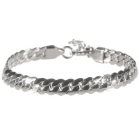 Bracelet composé d'une chaîne maille serpent en acier argenté. Fermoir mousqueton avec 3 cm de rallonge.