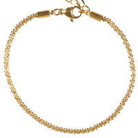 Bracelet composé d'une chaîne en acier doré. Fermoir mousqueton avec 3 cm de rallonge.