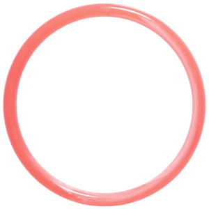 Bracelet jonc fermé rigide en plastique de couleur rose.