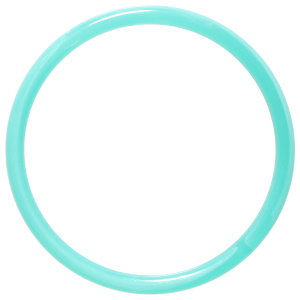 Bracelet jonc fermé rigide en plastique de couleur bleu turquoise.