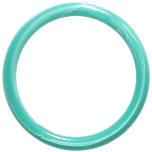 Bracelet jonc fermé rigide en plastique de couleur bleu turquoise.