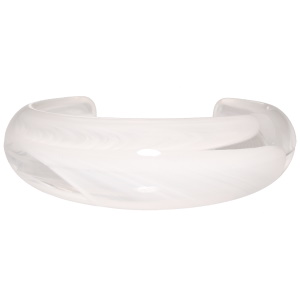 Bracelet jonc rigide ouvert en plastique transparent et de couleur blanc.