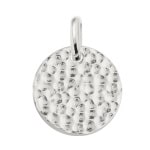 Pendentif pastille martelée en argent 925/000 rhodié.