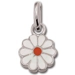 Pendentif marguerite en argent 925/000 rhodié et émail.