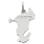 Pendentif de l'île de Mayotte en argent 925/000 rhodié.