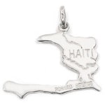 Pendentif de Haïti en argent 925/000 rhodié.