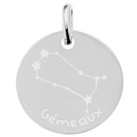 Pendentif avec motif de la constellation du signe du zodiaque Gémeaux en argent 925/000 rhodié.