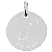 Pendentif avec motif de la constellation du signe du zodiaque Scorpion en argent 925/000 rhodié.