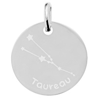 Pendentif avec motif de la constellation du signe du zodiaque Taureau en argent 925/000 rhodié.